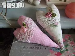 Vintage rózsaszín textil szív